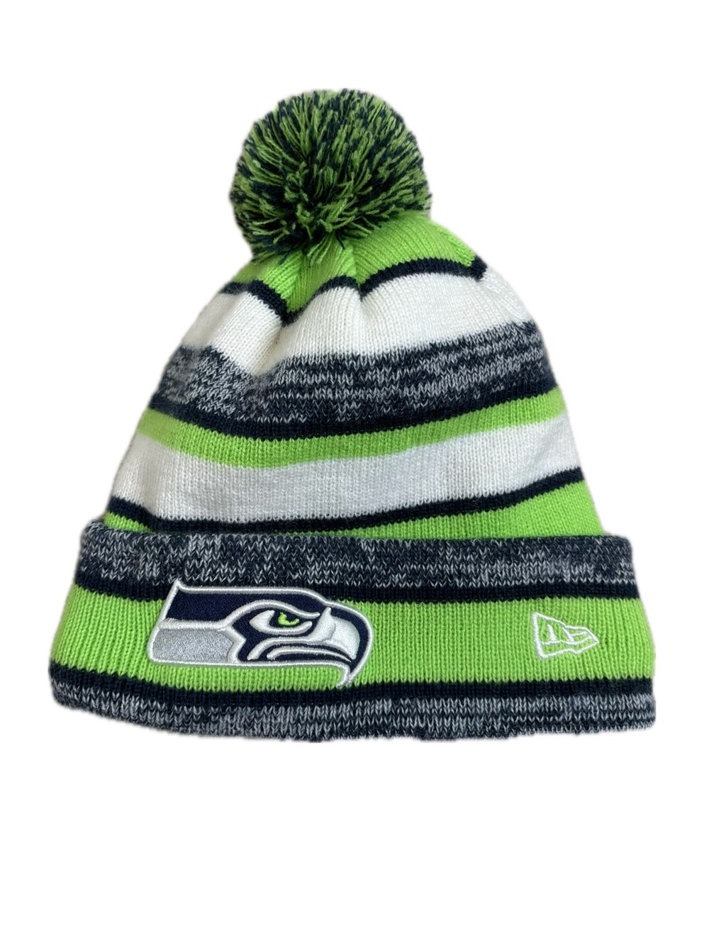 Seattle Seahawks Striped Beanie New Era NFL One Size Unisex Winter Knit Hat